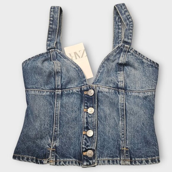 NWT Zara Denim Tank Top XS - Picture 2 of 6